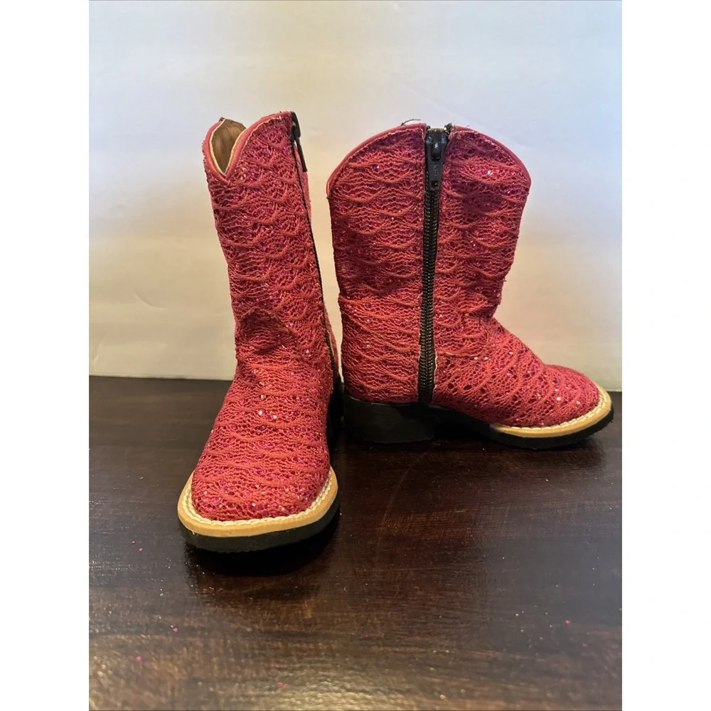 Tanner Mark Pink Sparkly Toddler Western Boots Size‎ 6 See pictures